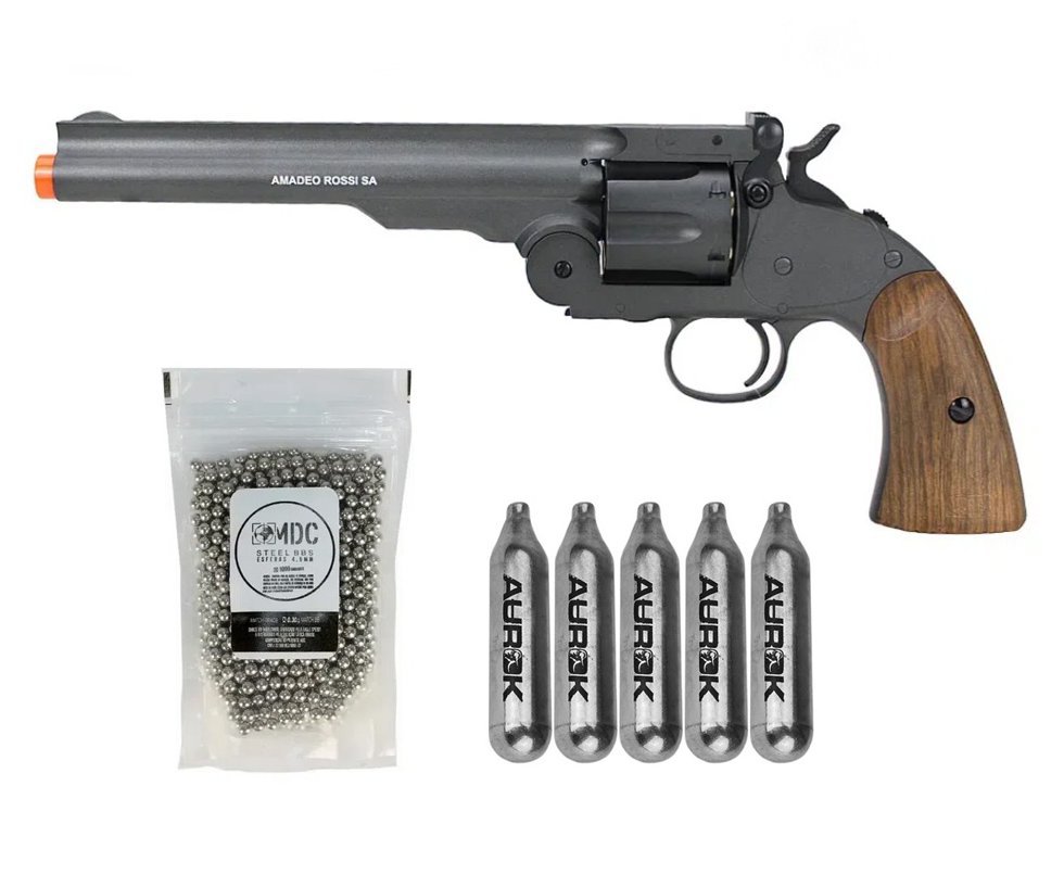 Revólver de Pressão CO2 Colt .45 Cowboy 7" Full Metal 4,5mm - Rossi + Co2 + BBs