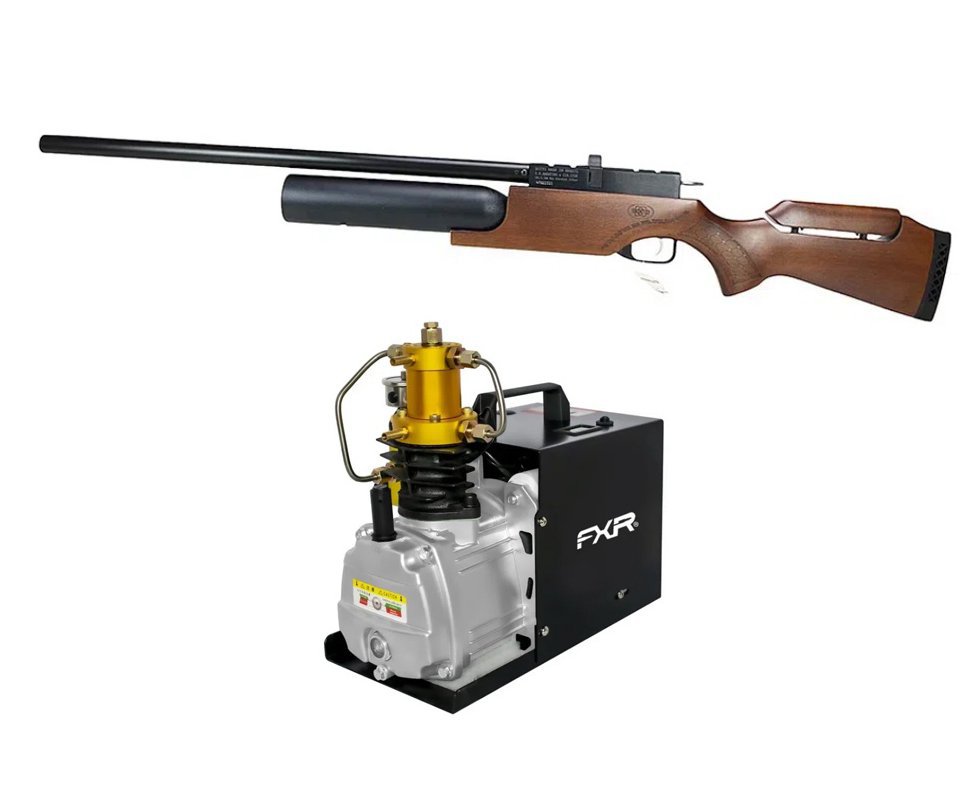 Carabina PCP Urutu 931 XL Cal 5,5mm - Boito + Compressor para PCP e Cilindros de Scuba até 4500PSI 300Bar 30MPA 110V - FXR Arms
