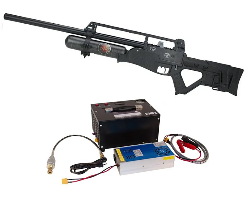 Carabina de Pressão PCP Hatsan Blitz Full Auto 5,5mm - Hatsan + Compressor de ar para PCP Compacto portátil 300BAR 110V/220V/12V SMART PTT KMD