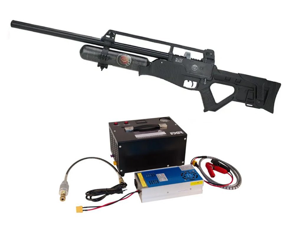 Carabina de Pressão PCP Hatsan Blitz Full Auto 5,5mm - Hatsan + Compressor de ar para PCP Compacto portátil 300BAR 110V/220V/12V SMART PTT KMD