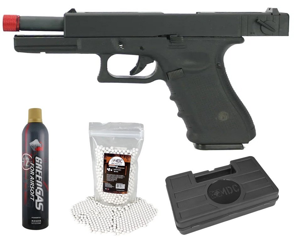 Pistola de Airsoft Gas Green Gas Glock R18 Blowback GBB 6mm Rossi + BBs ...