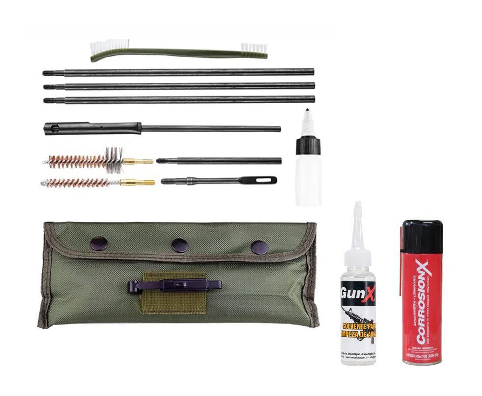 Kit Limpeza Para Carabinas Pressão Cal 5,5 E 6,0mm - Fxr + Fluído Solvente + Lubrificante/anticorrosivo