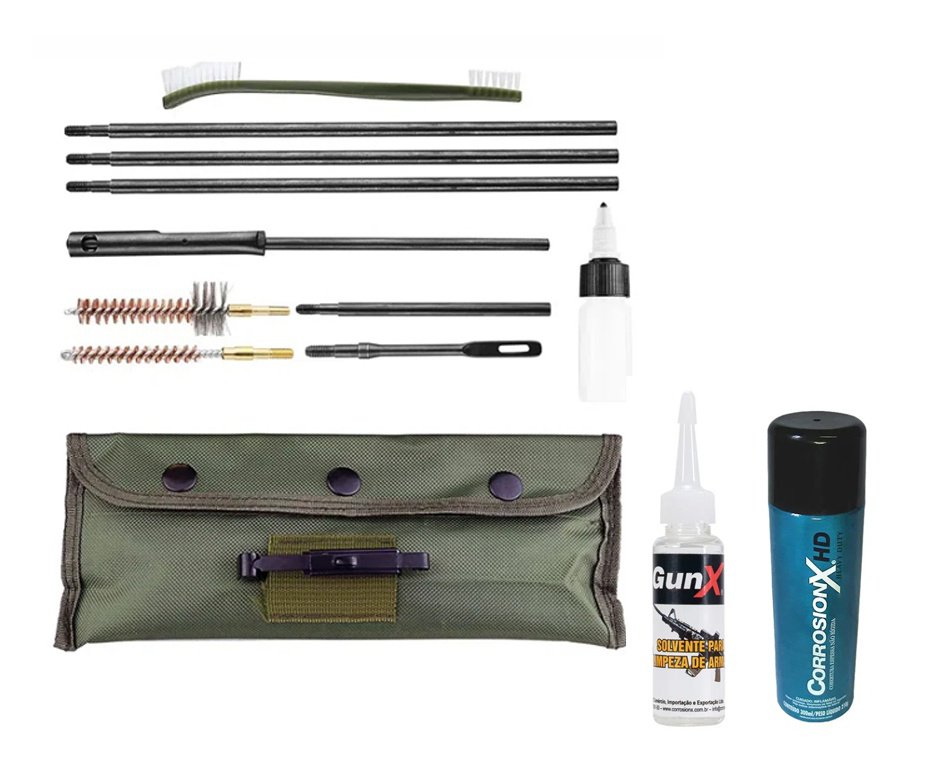 Kit Limpeza Para Carabinas Pressão Cal 5,5 E 6,0mm - Fxr + Fluído Solvente + Lubrificante/anticorrosivo Heavy Duty