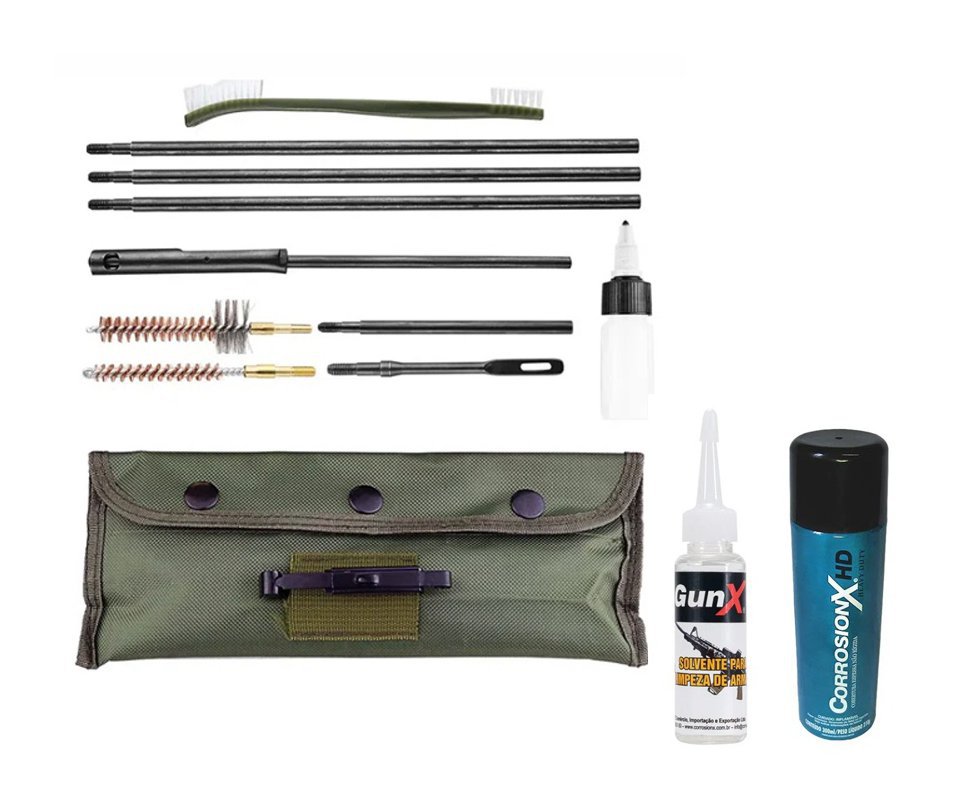 Kit Limpeza Para Carabinas Pressão Cal 5,5 E 6,0mm - Fxr + Fluído Solvente + Lubrificante/anticorrosivo Heavy Duty