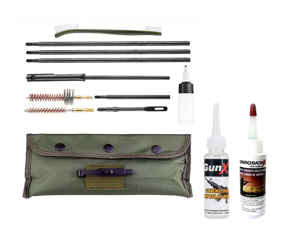 Kit Limpeza Para Carabinas Pressão Cal 5,5 E 6,0mm - Fxr + Fluído Solvente + Lubrificante/anticorrosivo Corrosionx Marine-guns