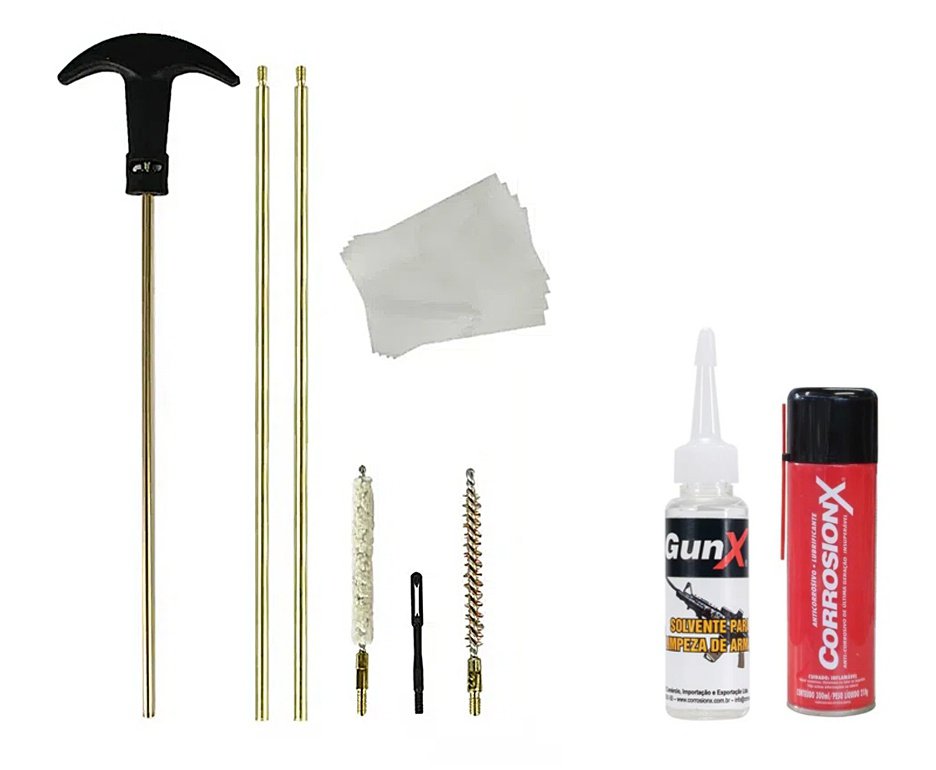 Kit Limpeza para Carabina de pressão Cal .22 5.5mm FXR + Fluído Solvente + Lubrificante/anticorrosivo Corrosionx Marine