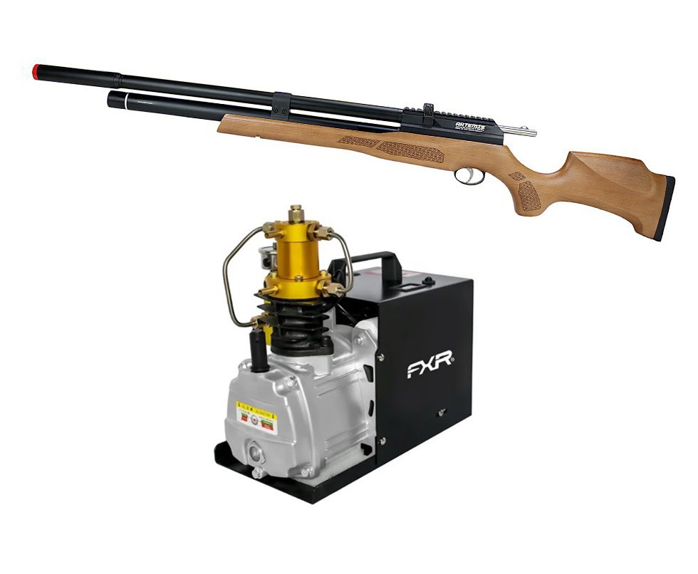 Carabina PCP Artemis M25W Thunder Classic 5.5mm - FXR + Compressor para PCP e Cilindros de Scuba até 4500PSI 300Bar 30MPA 220V- FXR