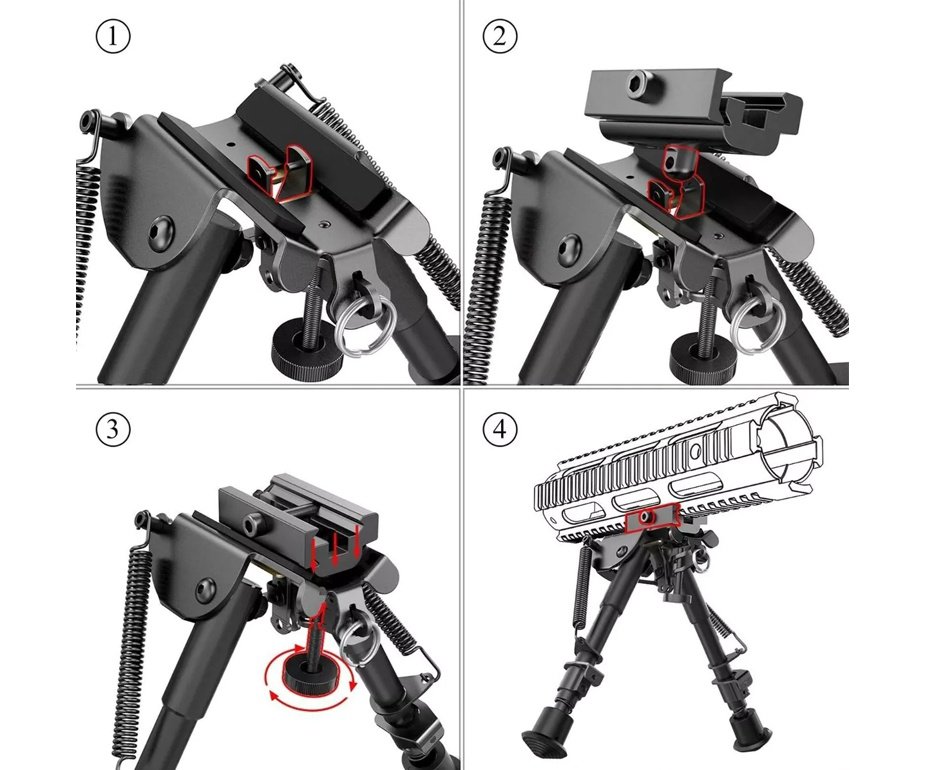 Bipé Bipod Universal Retrátil + Adaptador Trilho 20mm - Gripho MDC