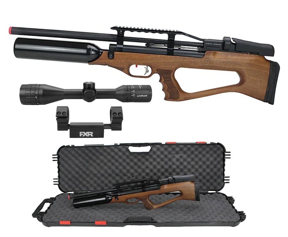 Carabina de Pressão PCP Bull Pup Puncher Empire X Wood 5.5mm 600cc - Kral Arms + Luneta Nikko Stirling 3-9x40 FXR Artemis