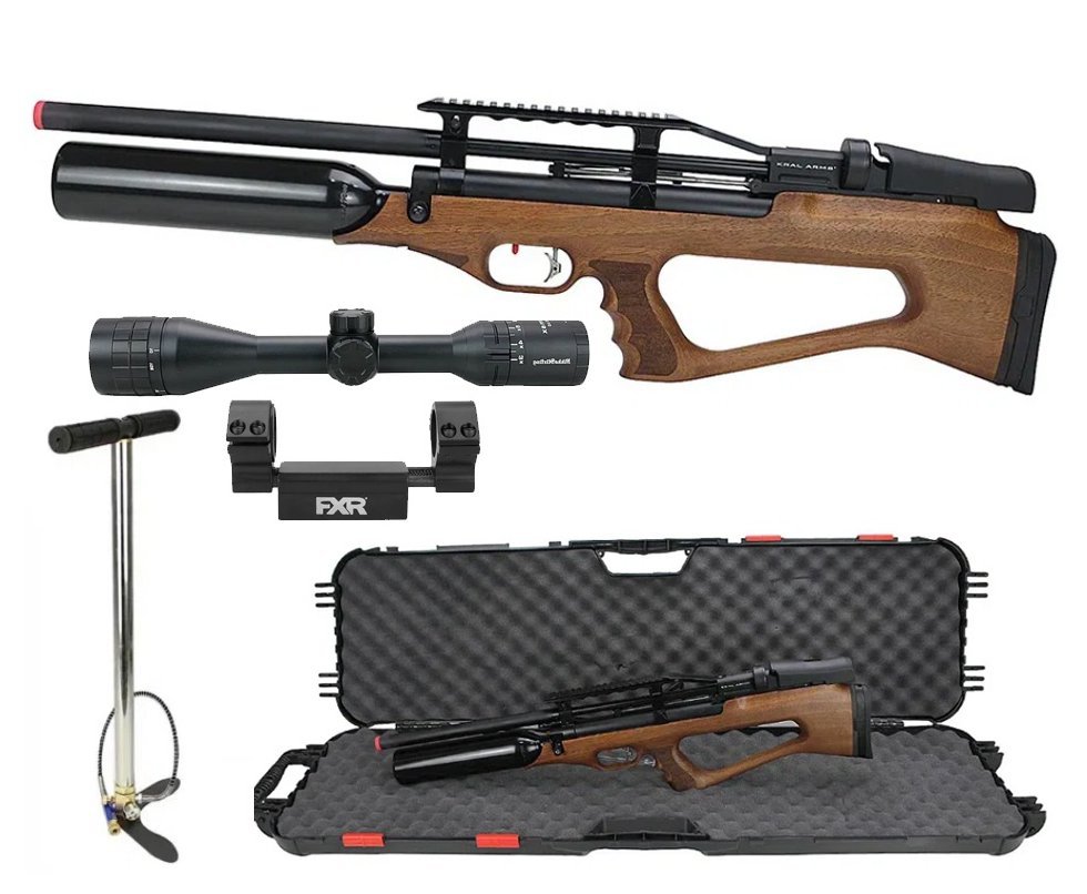 Carabina de Pressão PCP Bull Pup Puncher Empire X Wood 5.5mm 600cc - Kral Arms + Luneta Nikko Stirling 3-9x40 FXR Artemis + Bomba PCP