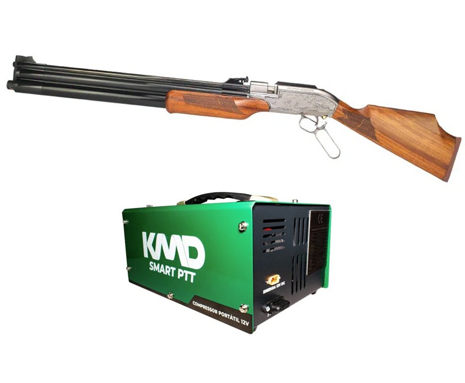 Rifle Sumatra 500 Under Lever Action - Calibre 5.5 Mm + Compressor de ar para PCP Compacto portátil 300BAR 110V/220V/12V SMART PTT KMD