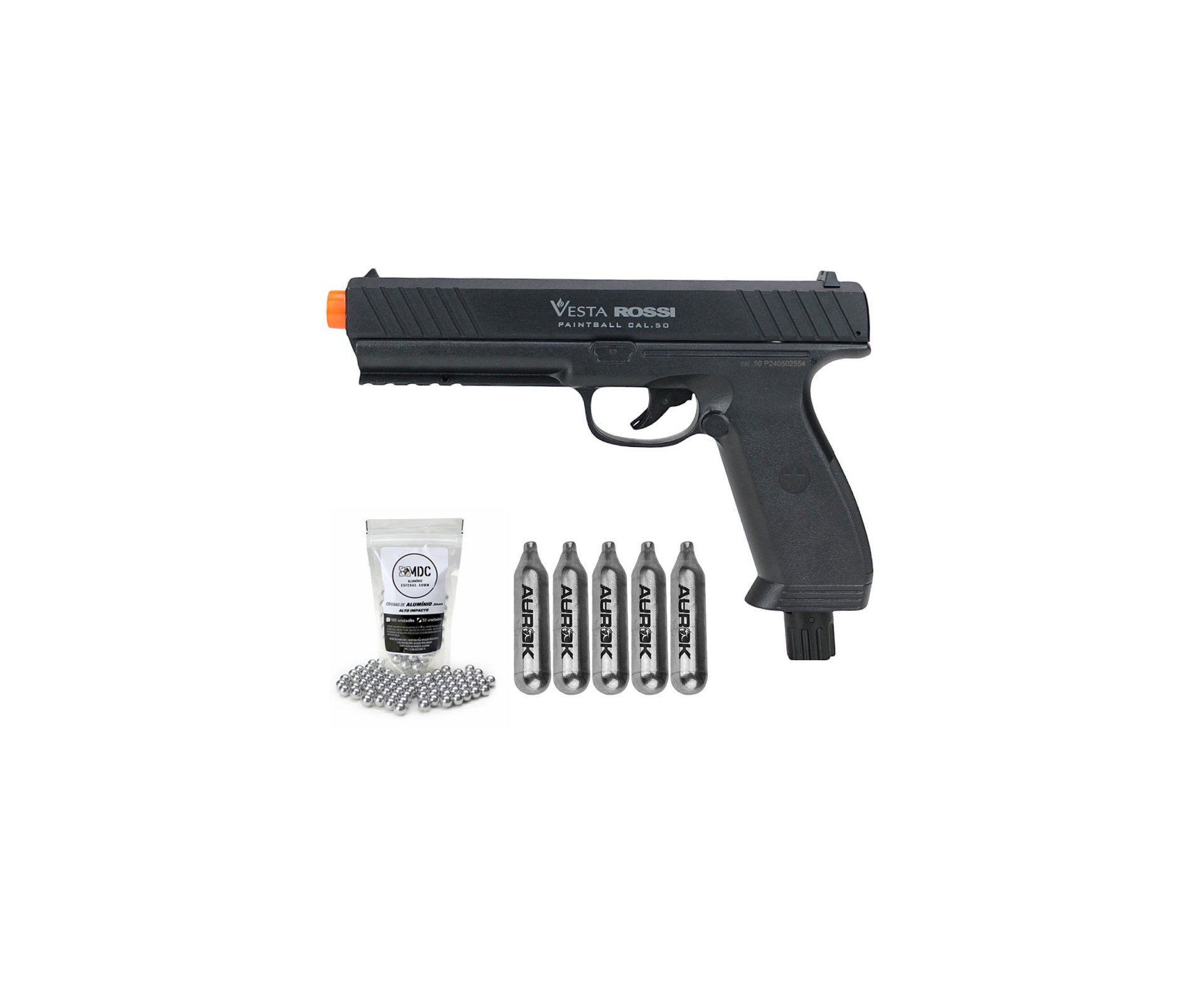 Pistola CO2 Rossi Vesta .50 Home Defense PDW50 RAM LTL 16 Joules + 05 Co2 + 50 Esferas