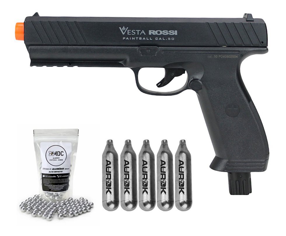 Pistola CO2 Rossi Vesta .50 Home Defense PDW50 RAM LTL 16 Joules + 05 Co2 + 50 Esferas