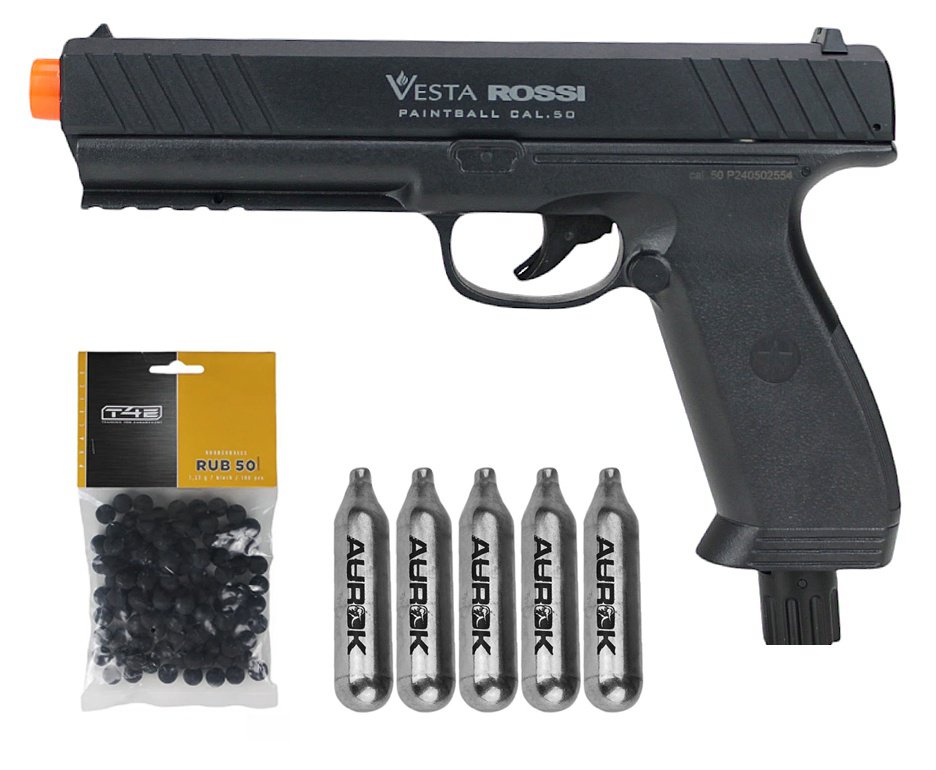 Pistola CO2 Rossi Vesta .50 Home Defense PDW50 RAM LTL 16 Joules + 05 Co2 + 50 Esferas de Borracha