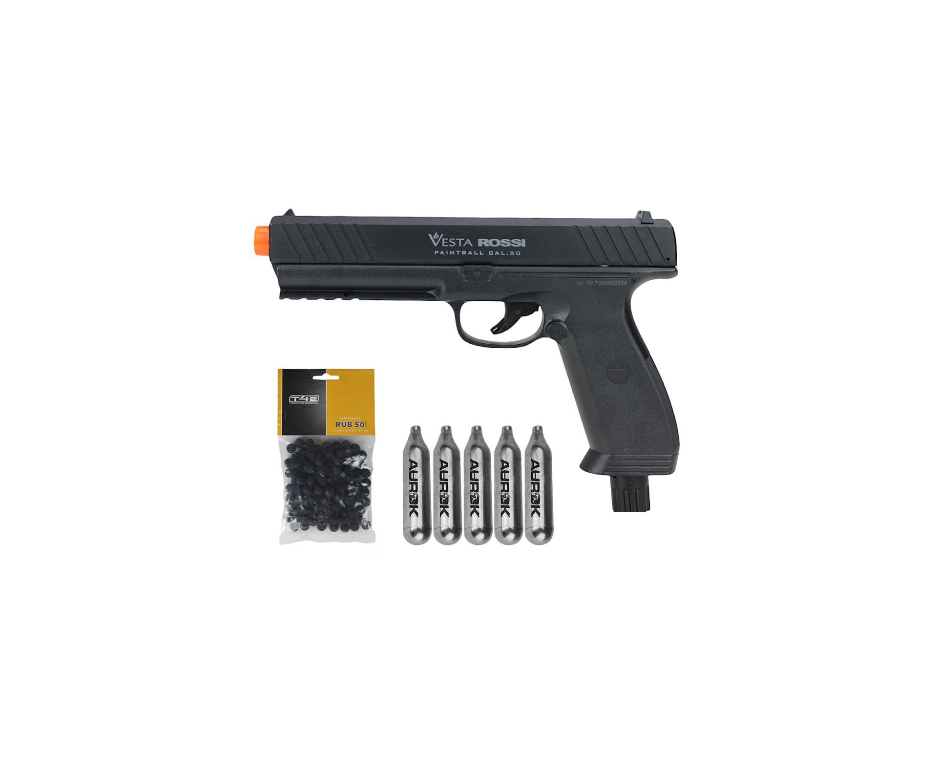 Pistola CO2 Rossi Vesta .50 Home Defense PDW50 RAM LTL 16 Joules + 05 Co2 + 50 Esferas de Borracha