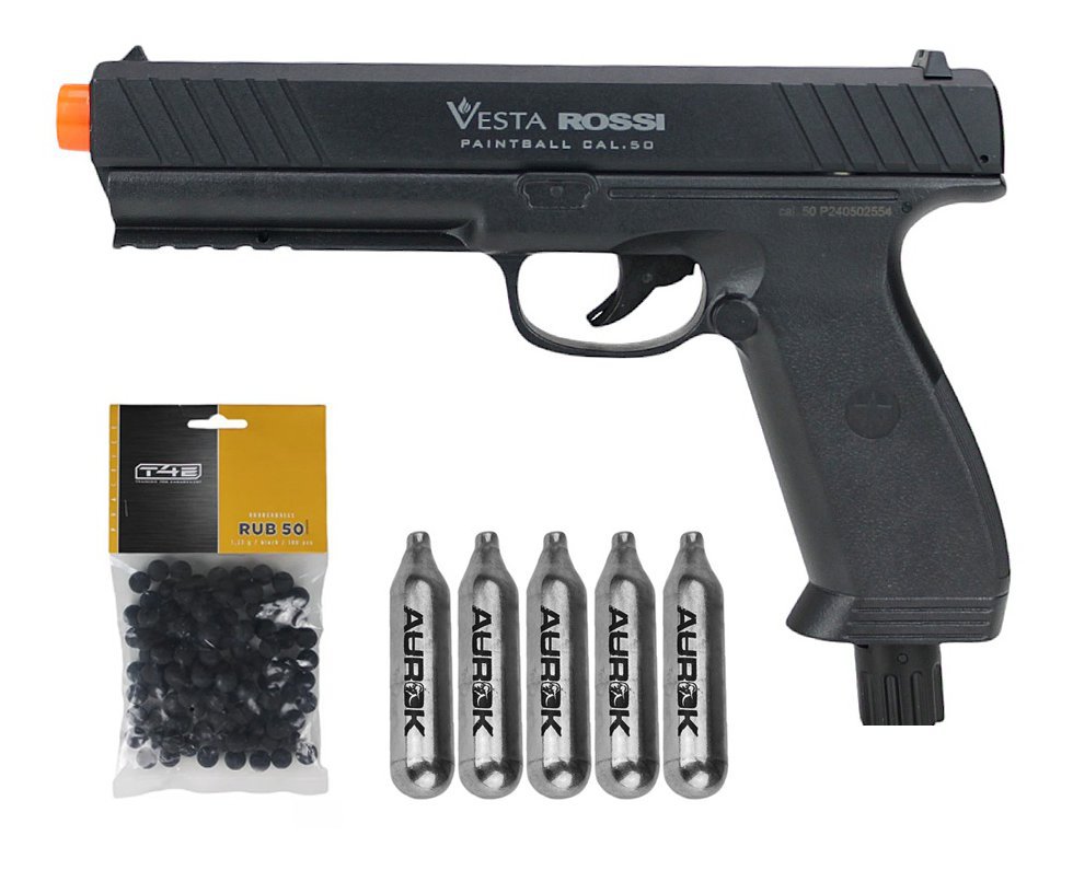 Pistola CO2 Rossi Vesta .50 Home Defense PDW50 RAM LTL 16 Joules + 05 Co2 + 50 Esferas de Borracha