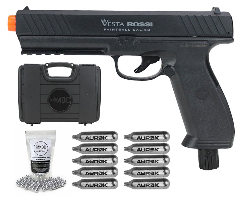 Pistola CO2 Rossi Vesta .50 Home Defense PDW50 RAM LTL 16 Joules + Co2 + Esferas + Maleta/Case