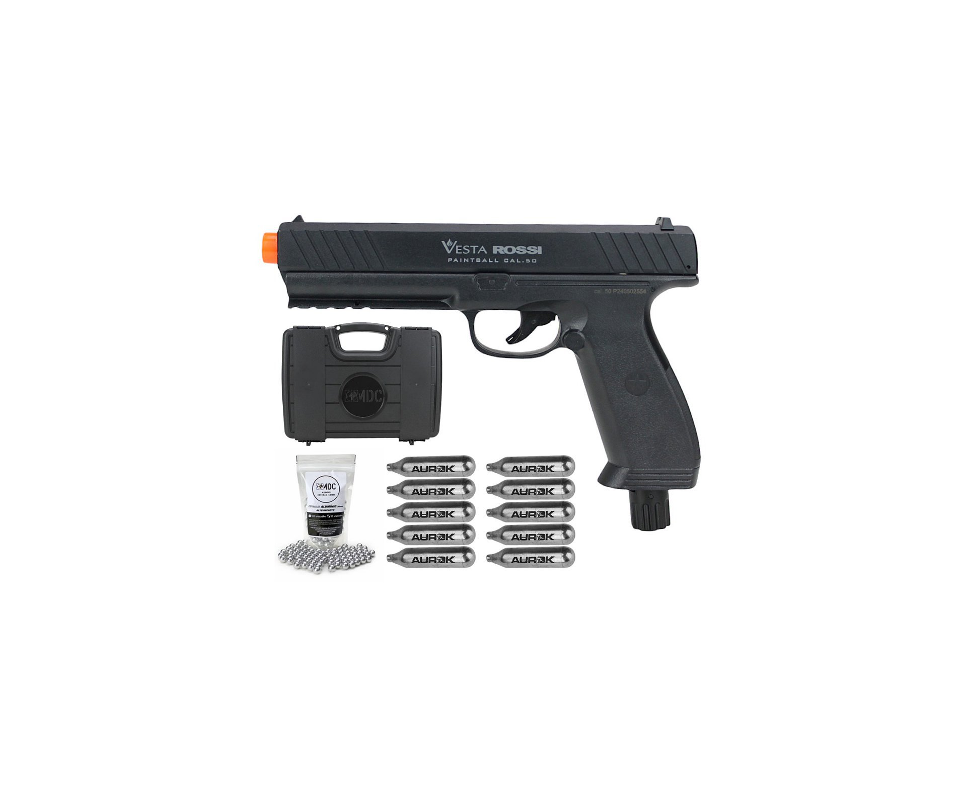 Pistola CO2 Rossi Vesta .50 Home Defense PDW50 RAM LTL 16 Joules + Co2 + Esferas + Maleta/Case