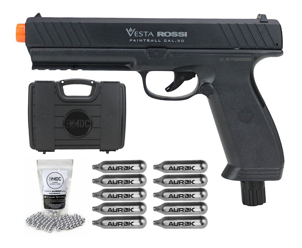 Pistola CO2 Rossi Vesta .50 Home Defense PDW50 RAM LTL 16 Joules + Co2 + Esferas + Maleta/Case