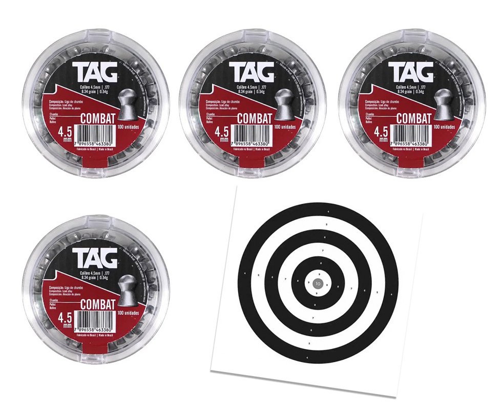 Kit 4 latas Chumbinho Diabolo tag 4,5mm + Alvos