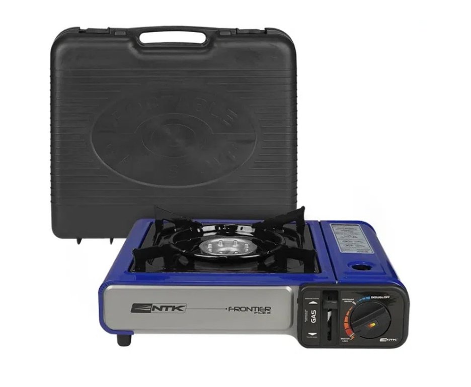 Fogareiro Frontier Portatil Para Cozinha E Camping Azul - Nautika + Home Grill Para Fogão E Fogareiro + 4 Refil Gás