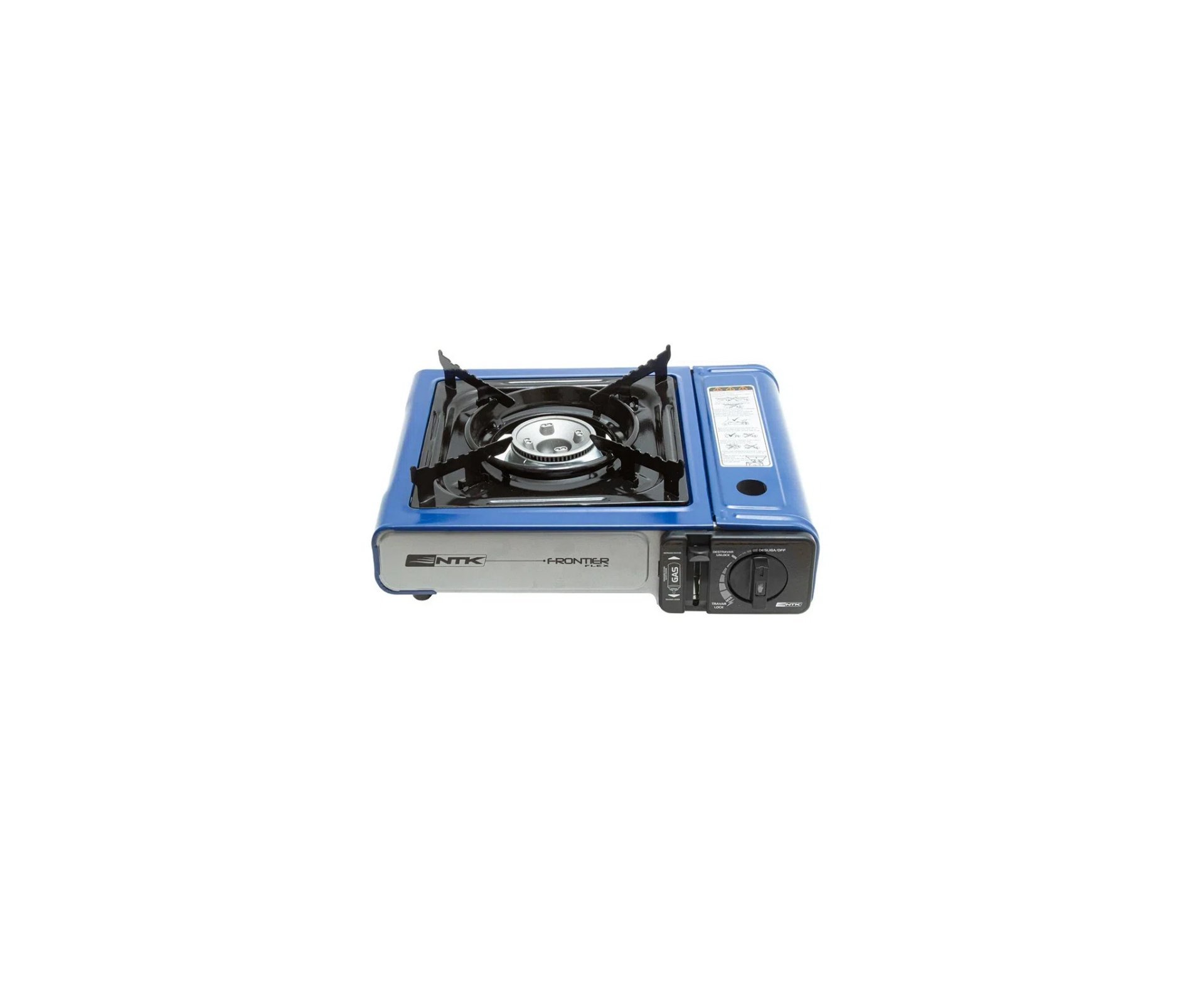 Fogareiro Frontier Portatil Para Cozinha E Camping Azul - Nautika + Home Grill Para Fogão E Fogareiro + 4 Refil Gás