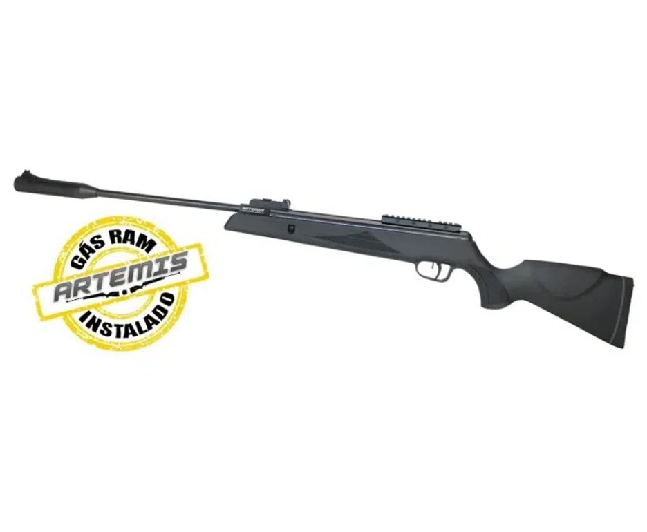 Carabina de Pressão Black Hawk 6,0mm Gas Ram Nitro Artemis FXR + Chumbinho + Bipé + Alvos + Kamuff + Luneta 4x32 + Capa