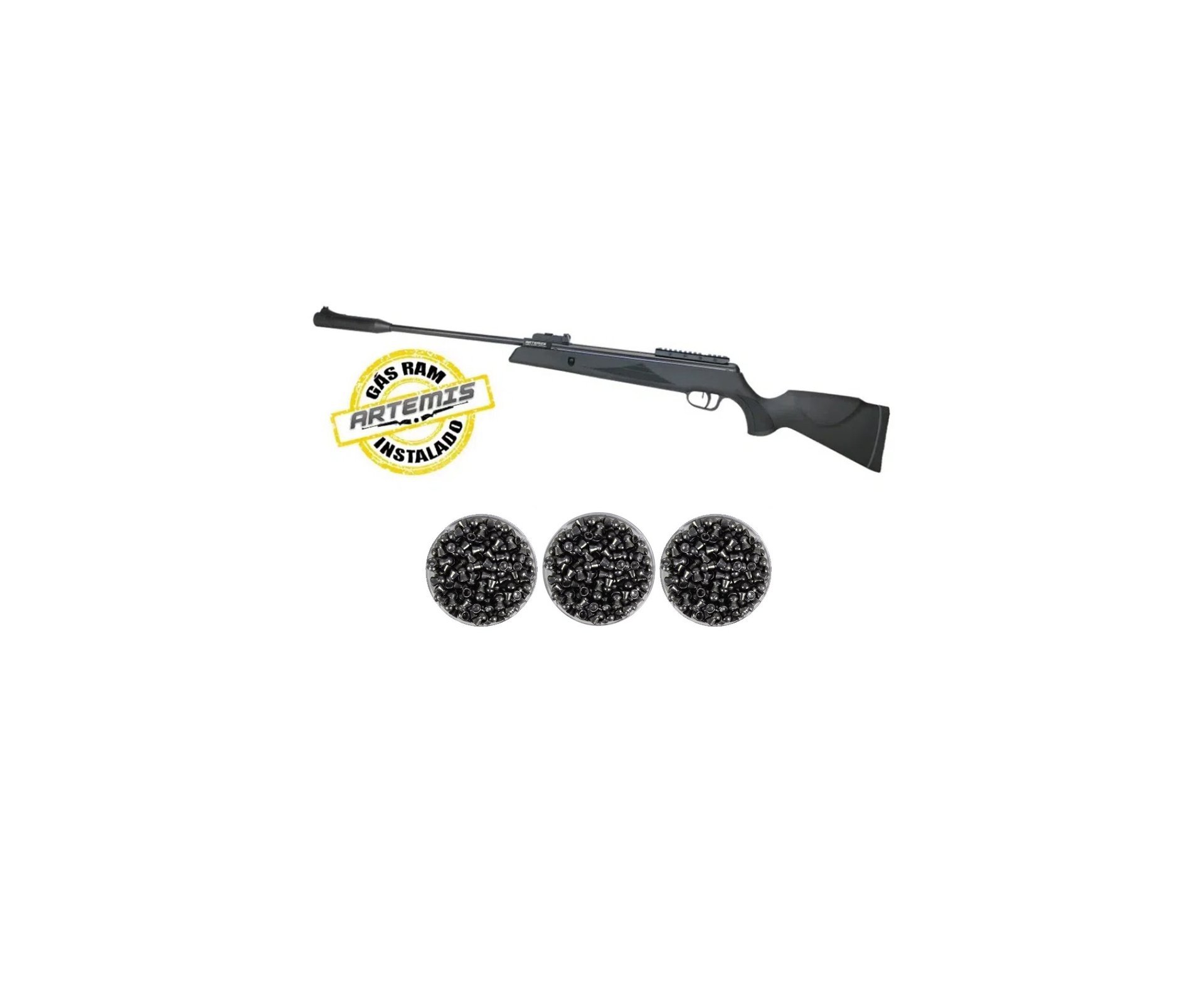 Carabina de Pressão Black Hawk 6,0mm Gas Ram Nitro Artemis FXR + 3 Cx de Chumbinho