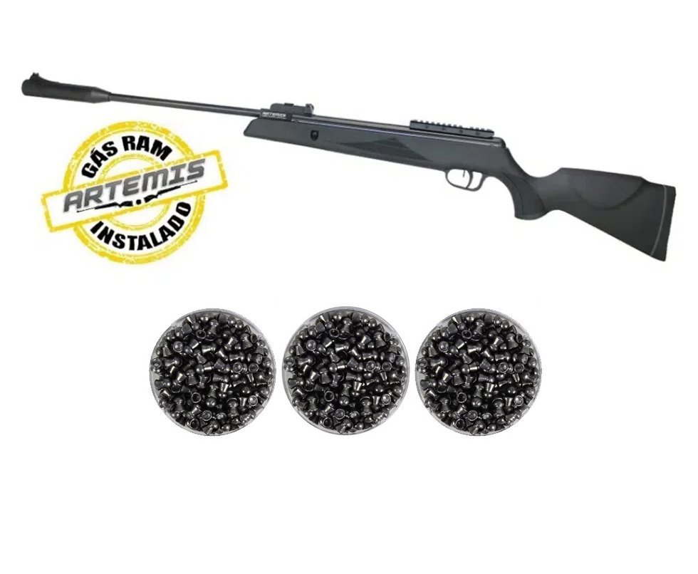 Carabina de Pressão Black Hawk 6,0mm Gas Ram Nitro Artemis FXR + 3 Cx de Chumbinho