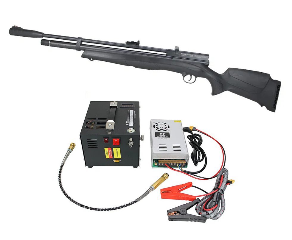 Carabina de Pressão PCP Beeman 13365 VR 5.5mm com Válvula Reguladora + Compressor Portátil Trivolt Compact para Carabina PCP - FXR