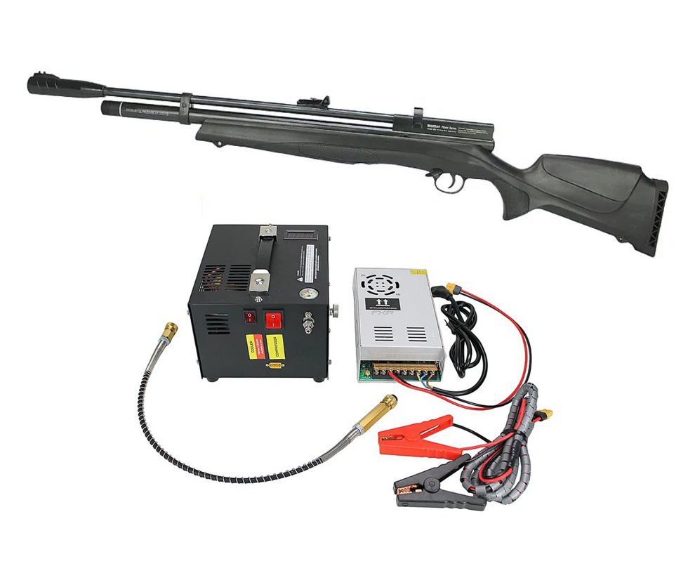 Carabina Pcp Beeman 1335 Chief II PLUS -S Polimero 12 Tiros 4,5mm - Rossi + Compressor Portátil Trivolt Compact para Carabina PCP - FXR