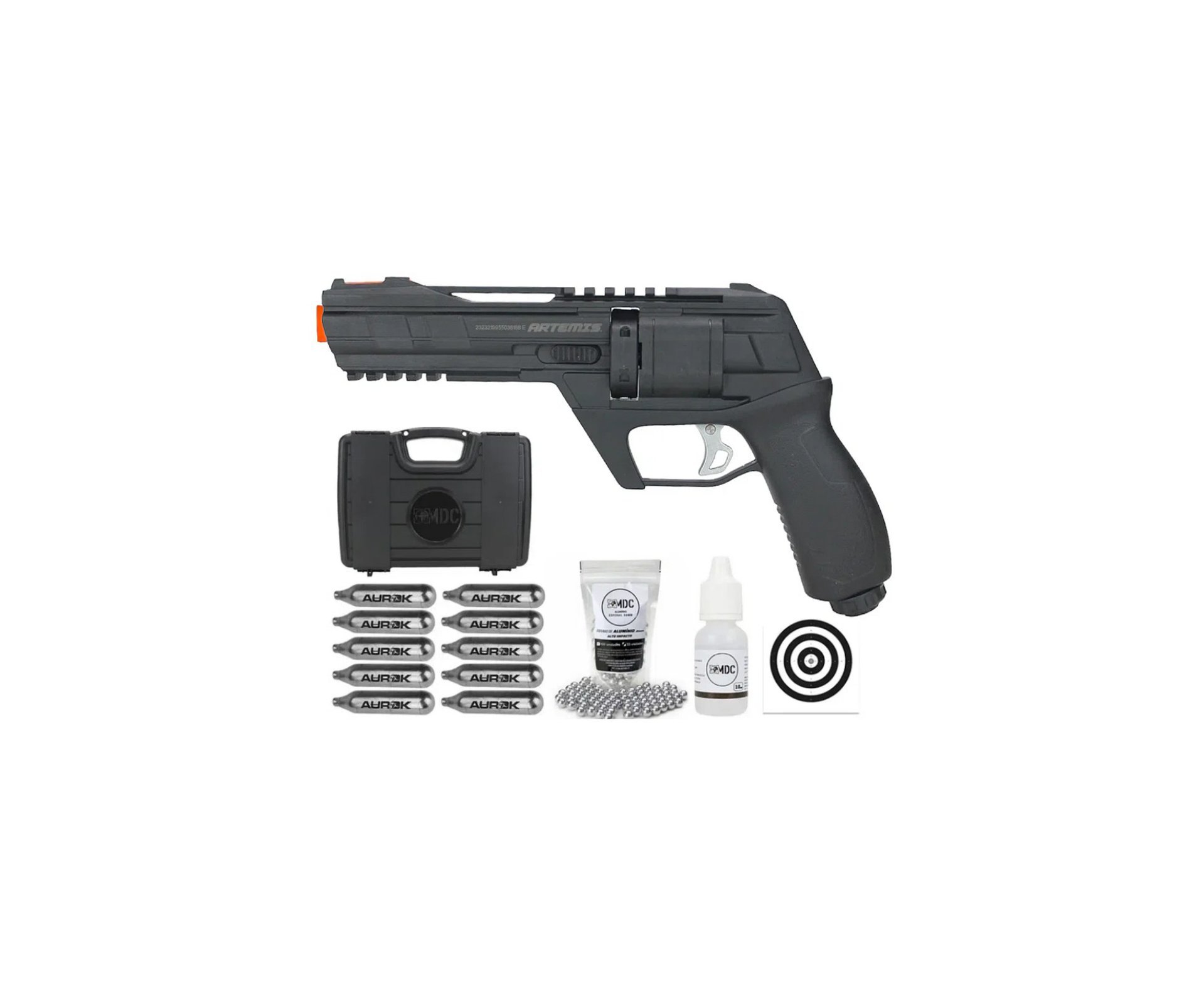 Revólver de Pressão HDR CO2 CP300 Defender .50 - Artemis + Maleta/Case + Esferas + Alvos + Oleo de Silicone + 10 Co2