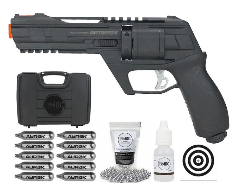Revólver de Pressão HDR CO2 CP300 Defender .50 - Artemis + Maleta/Case + Esferas + Alvos + Oleo de Silicone + 10 Co2
