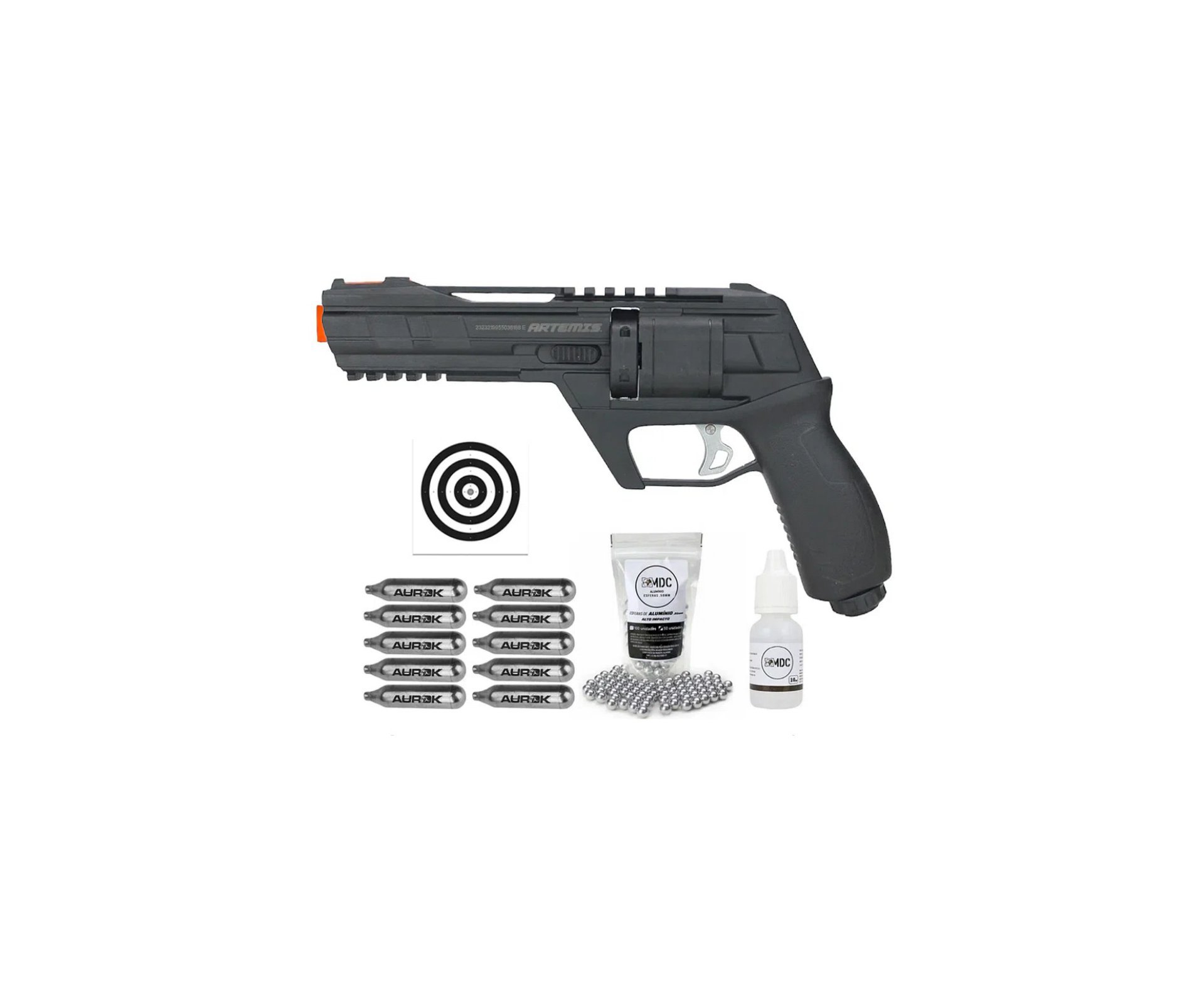 Revólver de Pressão HDR CO2 CP300 Defender .50 - Artemis + Esferas + Alvos + Oleo de Silicone + 10 Co2