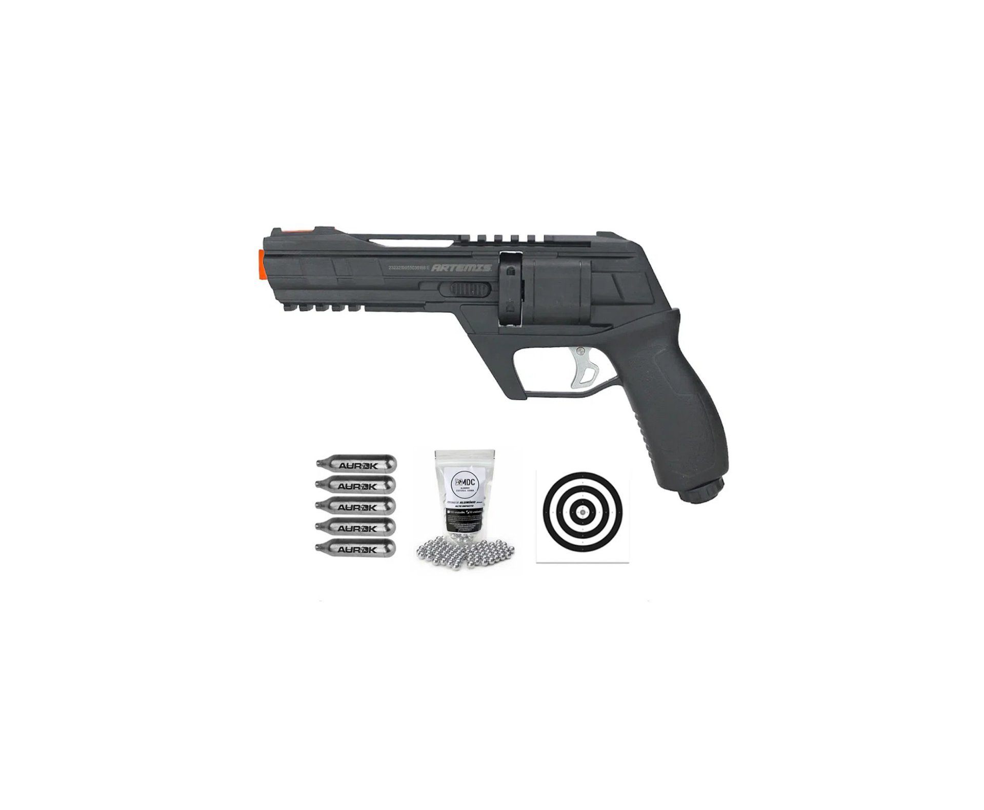Revólver de Pressão HDR CO2 CP300 Defender .50 - Artemis + Esferas + Alvos + 05 Co2