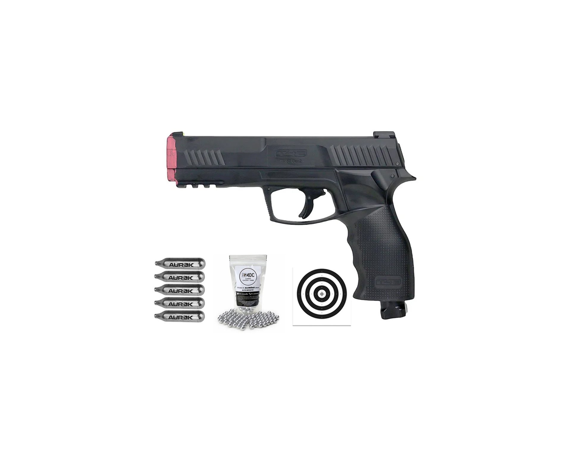 Pistola de Pressão CO2 HDP T4E P320 Defense GEN2 Cal .50 LTL Umarex + Esferas + Alvos + 05 Co2