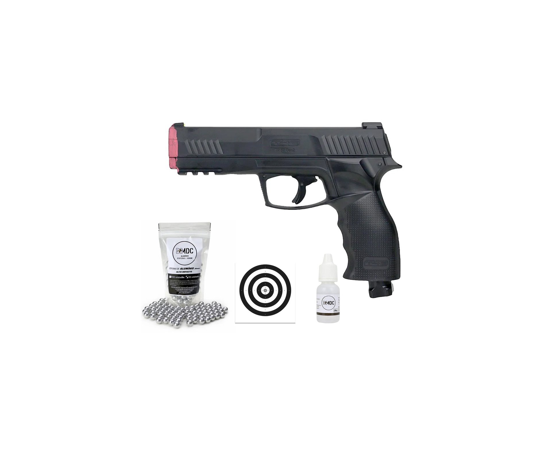 Pistola de Pressão CO2 HDP T4E P320 Defense GEN2 Cal .50 LTL Umarex + Esferas + Alvos + Oleo de Silicone