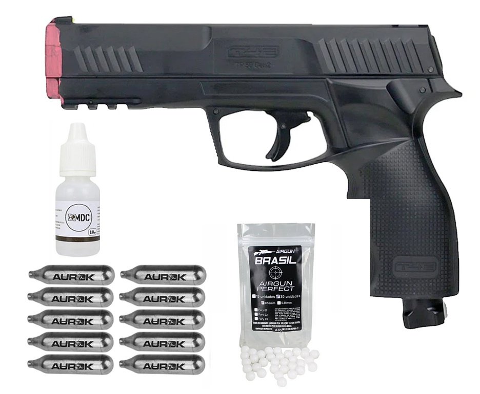 Pistola de Pressão CO2 HDP T4E P320 Defense GEN2 Cal .50 LTL Umarex + BBS HDP/HDR + Oleo de Silicone + 10 Co2