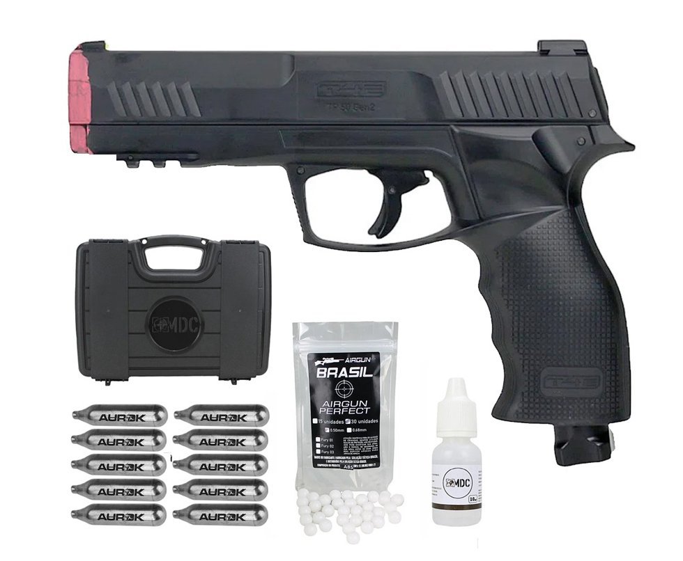 Pistola de Pressão CO2 HDP T4E P320 Defense GEN2 Cal .50 LTL Umarex +  BBS HDP/HDR + Oleo de Silicone + Case + 10 Co2