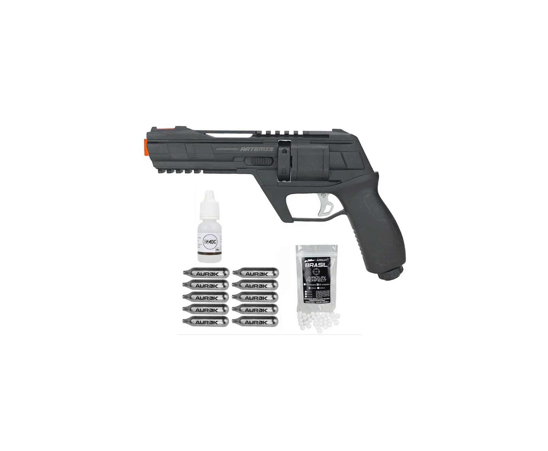 Revólver de Pressão HDR CO2 CP300 Defender .50 - Artemis + BBS HDP/HDR + Oleo de Silicone + 10 Co2