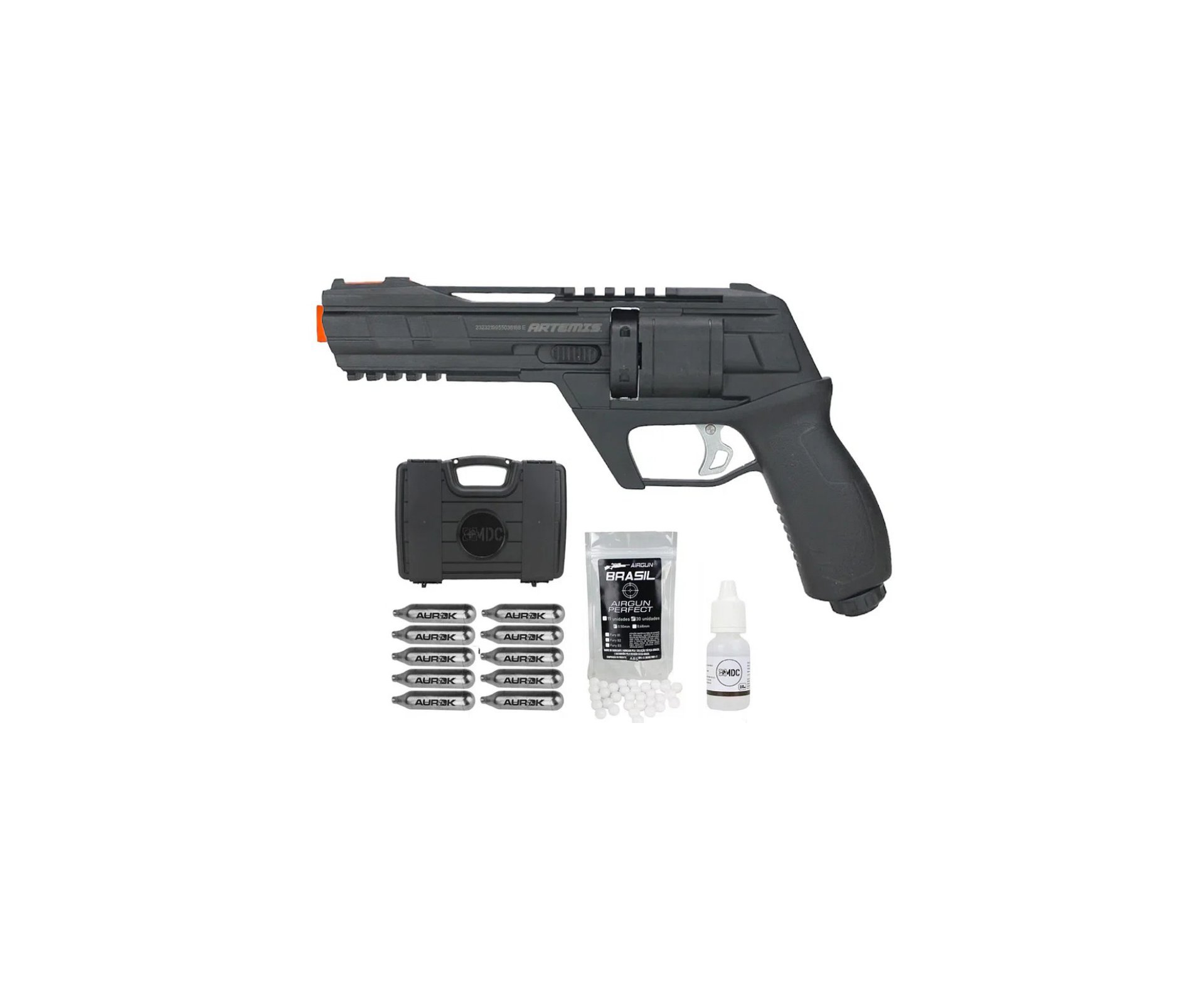 Revólver de Pressão HDR CO2 CP300 Defender .50 - Artemis + BBS HDP/HDR + Case + Óleo de Silicone + 10 Co2