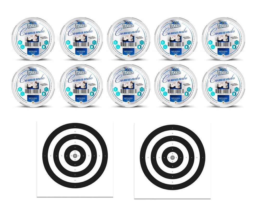 Kit 10 Cx Chumbinho De Pressão Yankee Comando 5,5mm - 125 Unidades - Chakal + Alvos