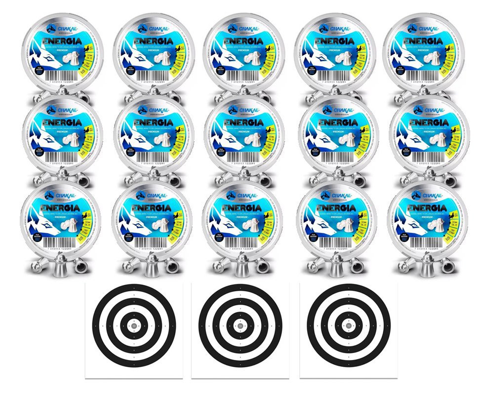 Kit 15 Cx Chumbinho Energia Calibre 5,5 Mm - 125 Unidades - Chakal + Alvos