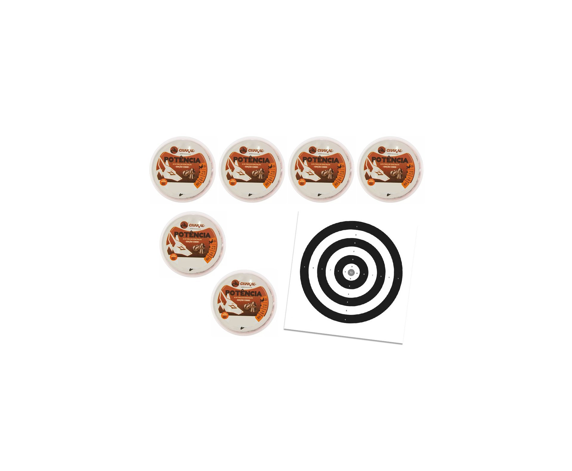 Kit 06 Cx Chumbinho De Pressão Premium Potencia Cobreado 5,5mm + Alvos