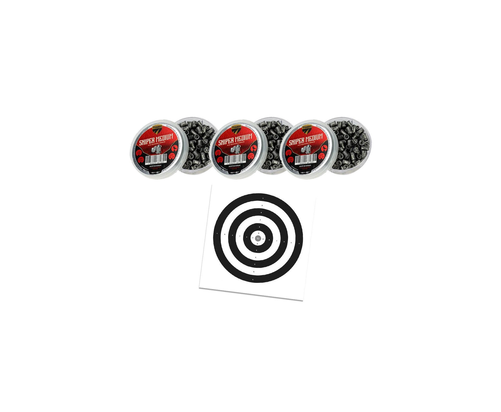 Kit 03 Cx Chumbinho De Pressão Tuareg Sniper Medium 6,0 + Alvos