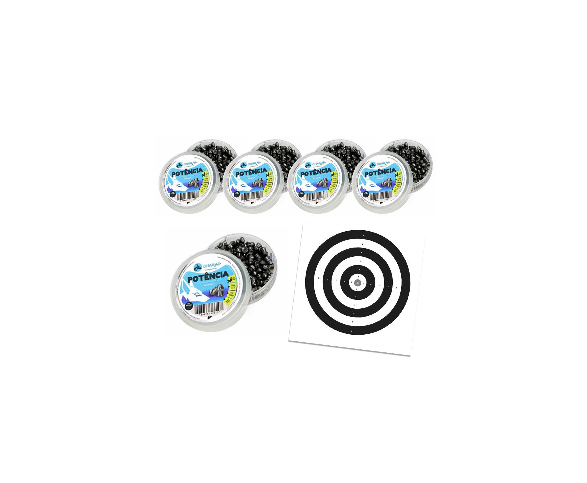Kit 05 Cx Chumbinho Potência Calibre 5,5 Mm - 125 Unidades - Chakal + Alvos