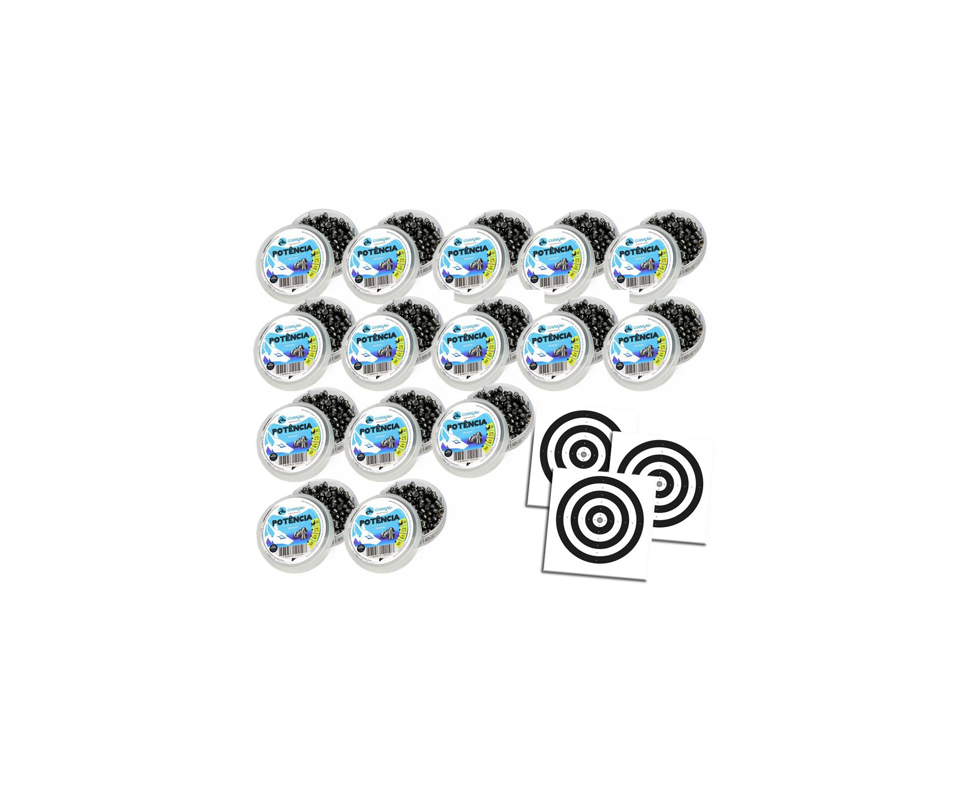 Kit 15 Cx Chumbinho Potência Calibre 5,5 Mm - 125 Unidades - Chakal + Alvos