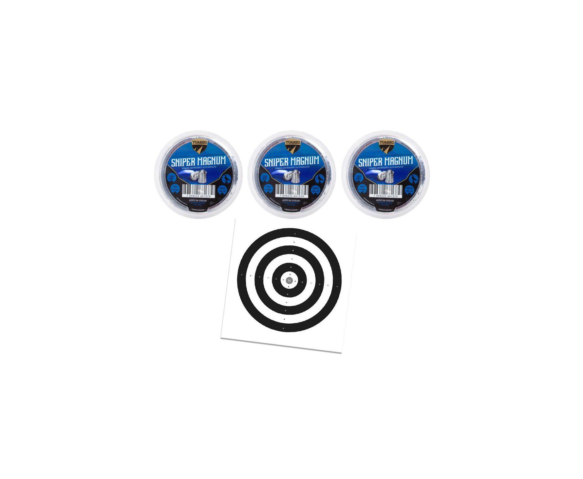 Kit 03 Cx Chumbinho de Pressão Sniper Magnum 5,5mm Tuareg Preminum 125und - Chakal + Alvos