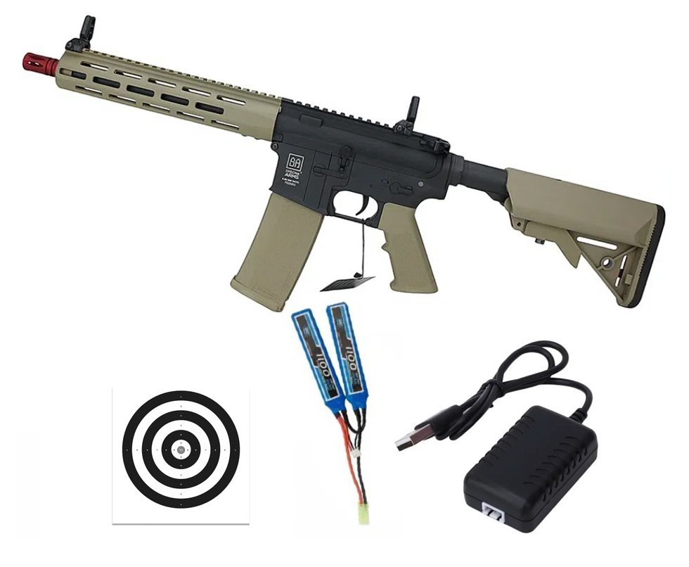 Rifle de Airsoft AEG M4 SA-F03 Flex Half Tan M-LOK - Specna Arms + Bateria 7.4 + Carregador