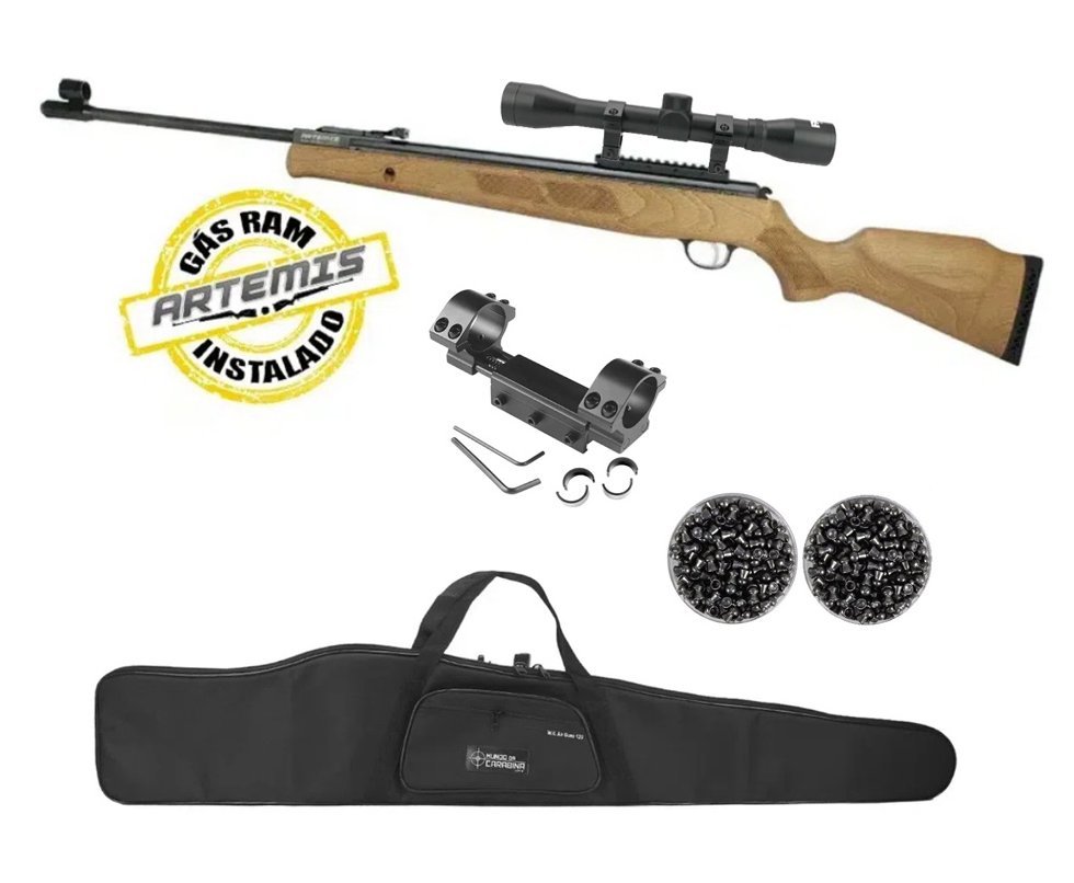Carabina de Pressão Falcon GR1600W Nitro 6mm GR 90kg Artemis FXR + Luneta 4x32 + Chumbinho + Capa
